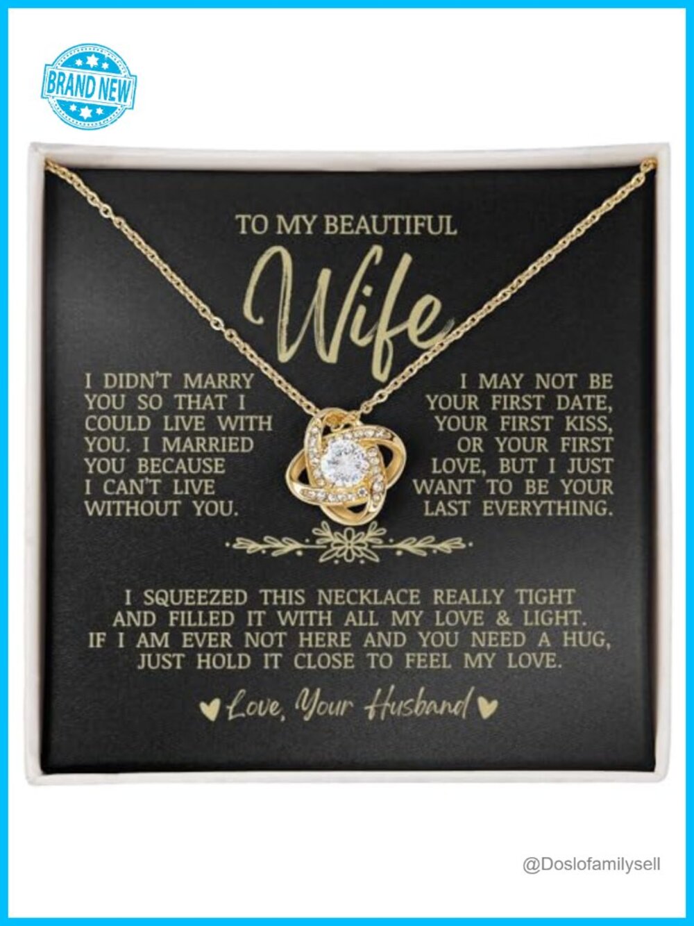 14K White Gold Finish Love Knot Necklace Cubic Zirconia Pendant Wife Gift
